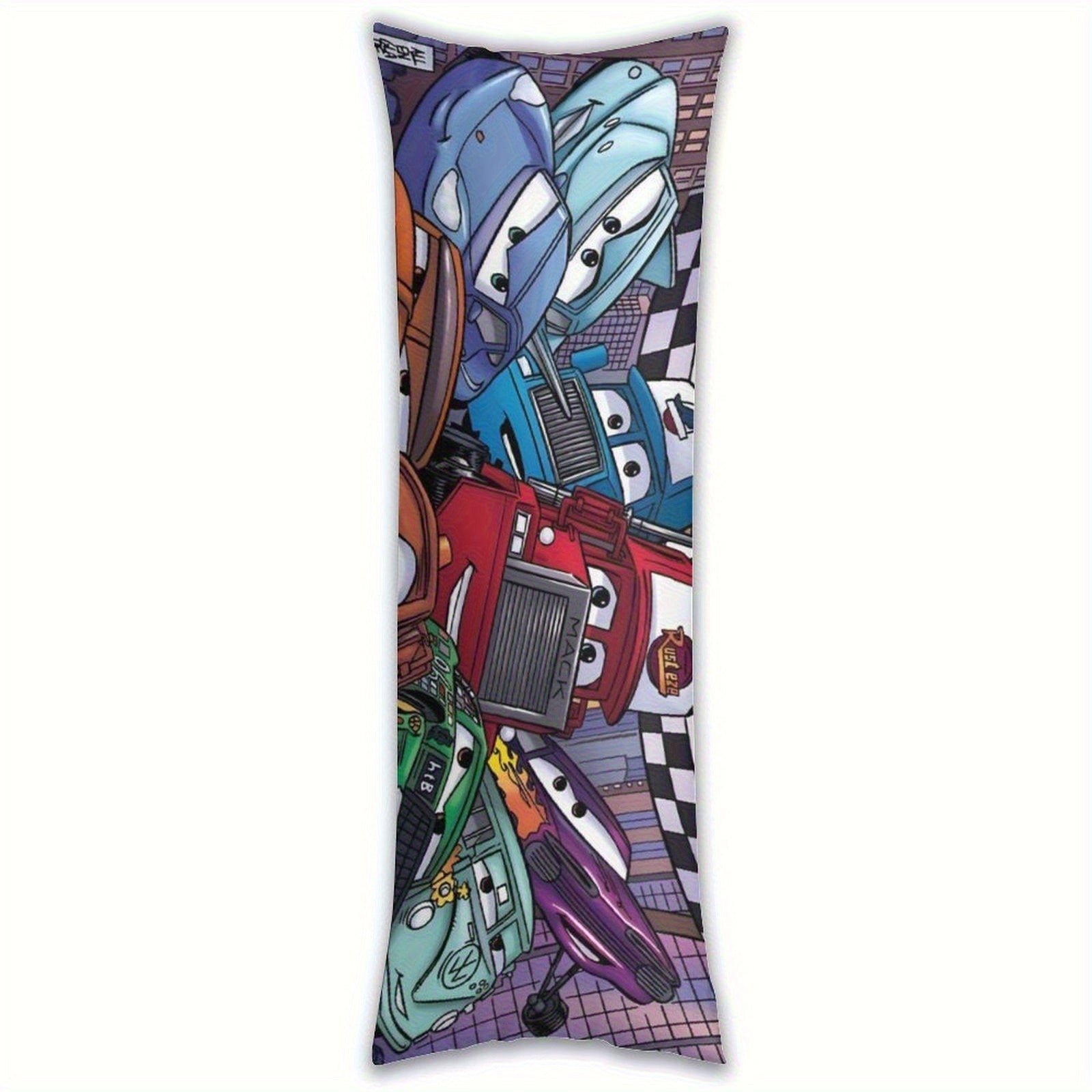Disney Cars Lightning McQueen Plush Body Pillow Cover - Double-Sided Printed 50, 8x137, 6.3inch Soft Microfiber Bed Pillowcase with Zipper Closure, Machine Washable for Bedroom, Sofa & Couch Decor, Playful Design, Comfortable, Decorative Pillows for Bed,