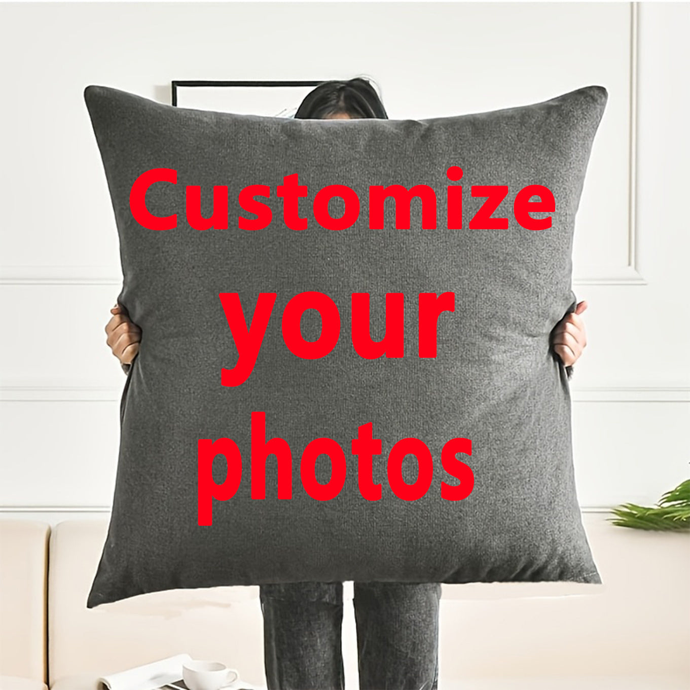 1pc Custom Photo & Text Pillowcase - Double-Sided Printing, Soft Short Plush Polyester, Large Square Size, Zipper Closure, Machine Washable - Personalized Home Decor Gift for Parents, Anniversary, Valentine's Day, Christmas
