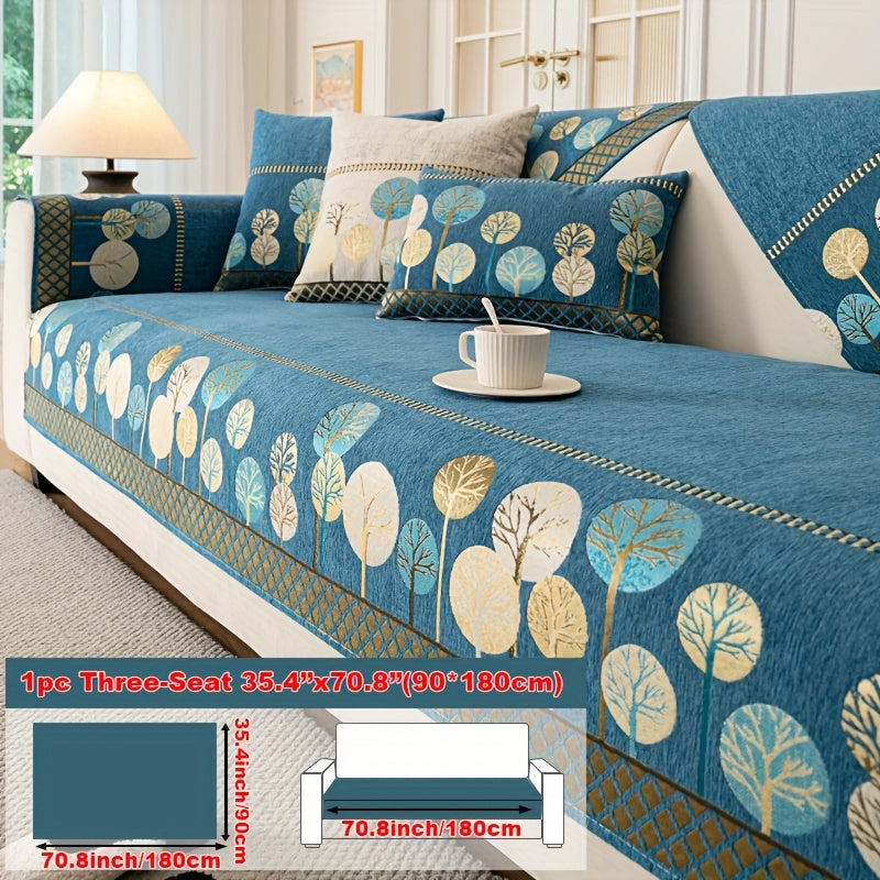 1pc Light Luxury Sofa Couch Cover Pet Favorite, Geometric Embroidery Sofa Slipcover, Four Seasons Universal Anti Slip Sofa Cover, Furniture Protection Cover, Suitable for Bedroom, Office, Living Room Decoration