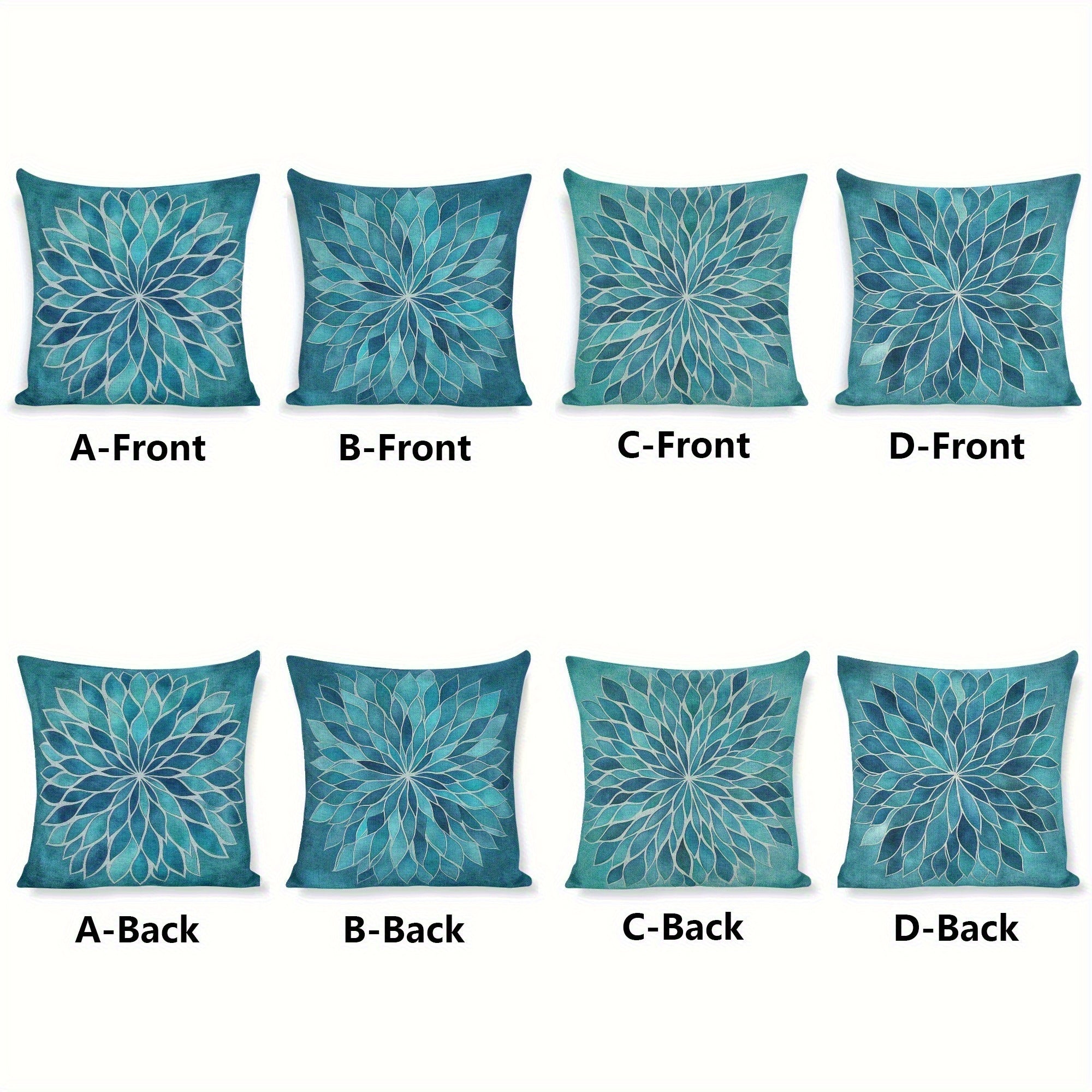 Single-sided 4pcs Set Blue-Green Watercolor Leaf Pattern Cushion, Single-Sided Print Polyester Square Pillow Suitable for Home Sofa Decor Kitchen and Dining Room Textile Fabric No Power Required Polyester 14x14 16x16 18x20 inch