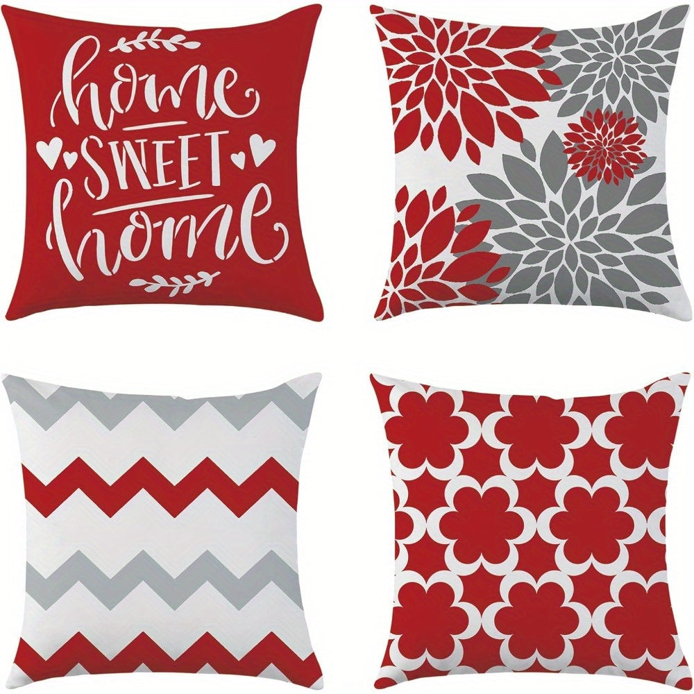 Country Style Pillow Cover Set (4pcs) Inch Brown Double Sided Printing Casual Pillow Cover, Super Soft Pillow Cover, Suitable for Sofa Recliner Bed, Car Courtyard, Polyester Material, Pillow Core Free Double Sided Printing, Sofa Decor, Home Decor, Rustic