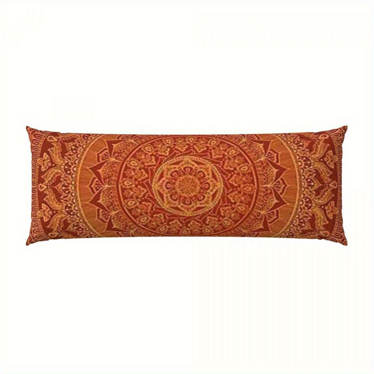 1pc Antique Mandala Spice Pillow Cover, 20x54 Inch - Double-Sided Print, Soft Polyester Fabric, Zipper Closure, Machine Washable - Ideal for Sofa, Living Room, Bedroom Decor, Bedroom Decor|Mandala Pattern|Zippered Pillowcase, Decorative Pillows