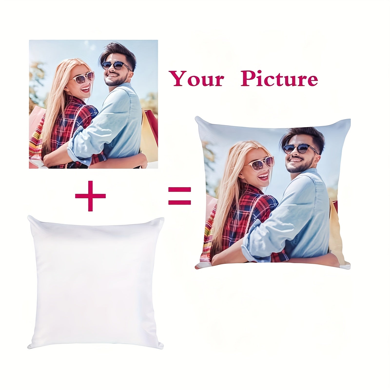 1pc Custom Photo Pillow Cover - Double-Sided Personalized Print, Contemporary Style, Zipper Closure, Machine Washable, Multiple Sizes for Bedroom & Living Room Decor, Family Portrait Gift (No Insert Included), Decorative Pillow Covers, Personalized Decor