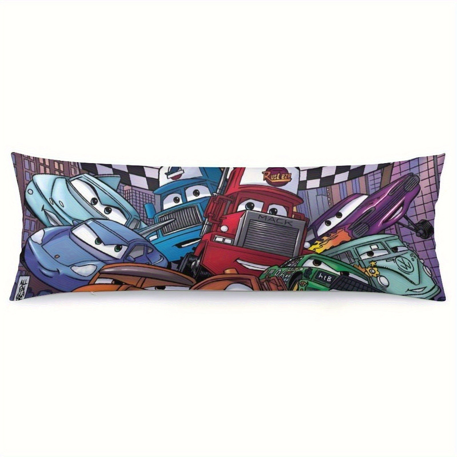 Disney Cars Lightning McQueen Plush Body Pillow Cover - Double-Sided Printed 50, 8x137, 6.3inch Soft Microfiber Bed Pillowcase with Zipper Closure, Machine Washable for Bedroom, Sofa & Couch Decor, Playful Design, Comfortable, Decorative Pillows for Bed,