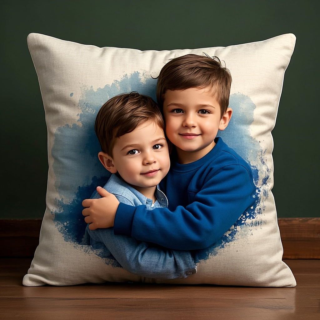1pc Custom Photo Pillow Cover - Double-Sided Personalized Print, Contemporary Style, Zipper Closure, Machine Washable, Multiple Sizes for Bedroom & Living Room Decor, Family Portrait Gift (No Insert Included), Decorative Pillow Covers, Personalized Decor