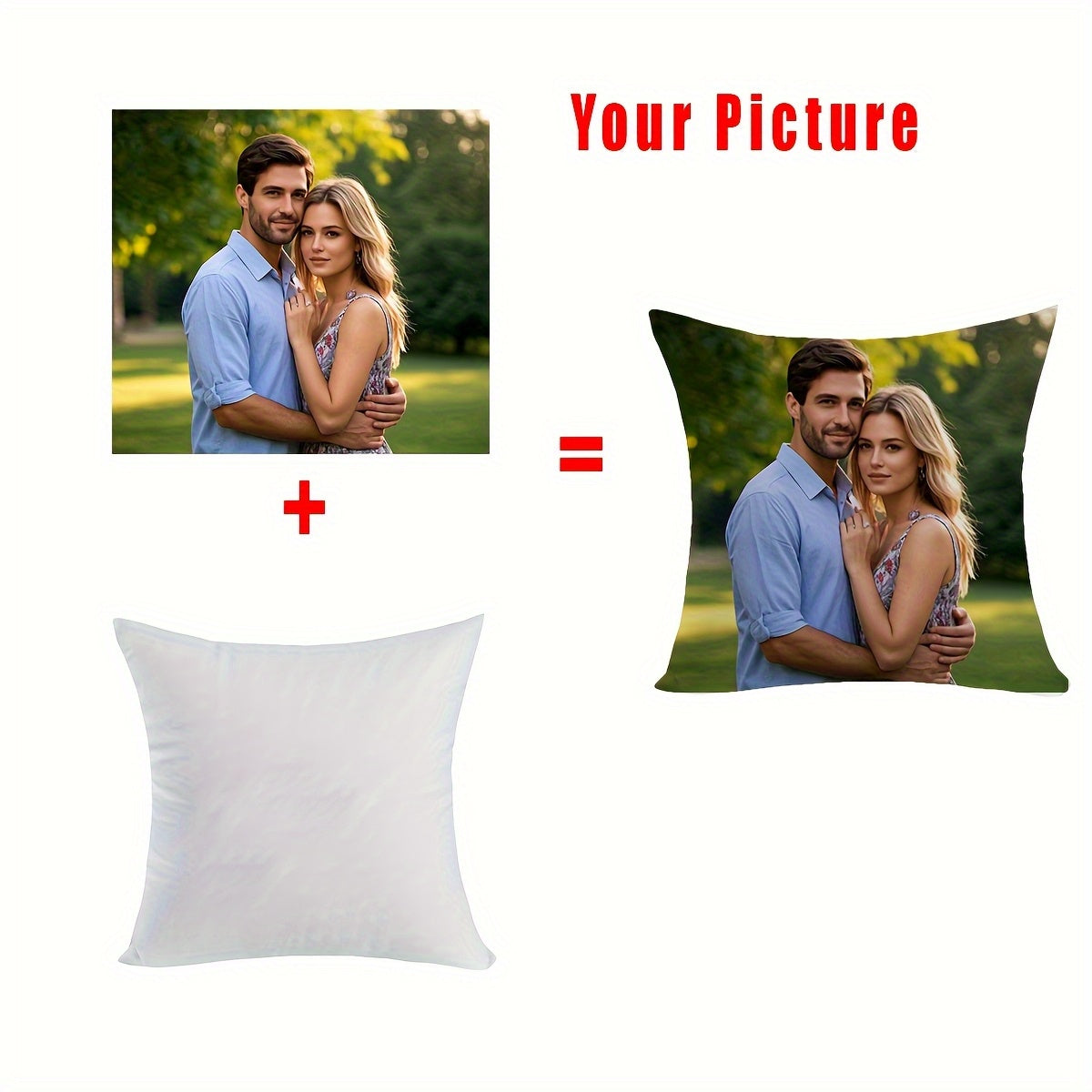 1pc Custom Photo Pillow Cover - Double-Sided Personalized Print, Contemporary Style, Zipper Closure, Machine Washable, Multiple Sizes for Bedroom & Living Room Decor, Family Portrait Gift (No Insert Included), Decorative Pillow Covers, Personalized Decor