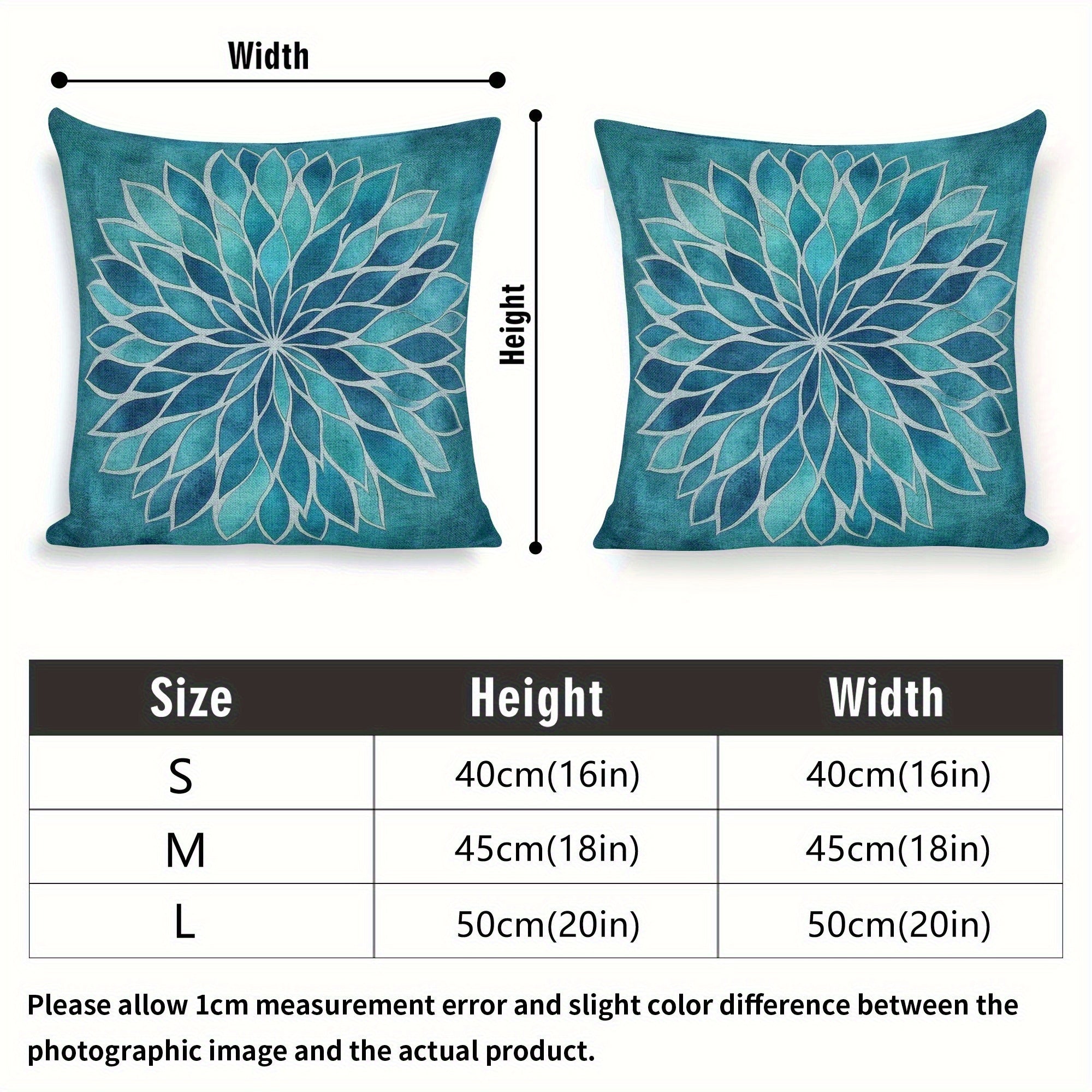 Single-sided 4pcs Set Blue-Green Watercolor Leaf Pattern Cushion, Single-Sided Print Polyester Square Pillow Suitable for Home Sofa Decor Kitchen and Dining Room Textile Fabric No Power Required Polyester 14x14 16x16 18x20 inch