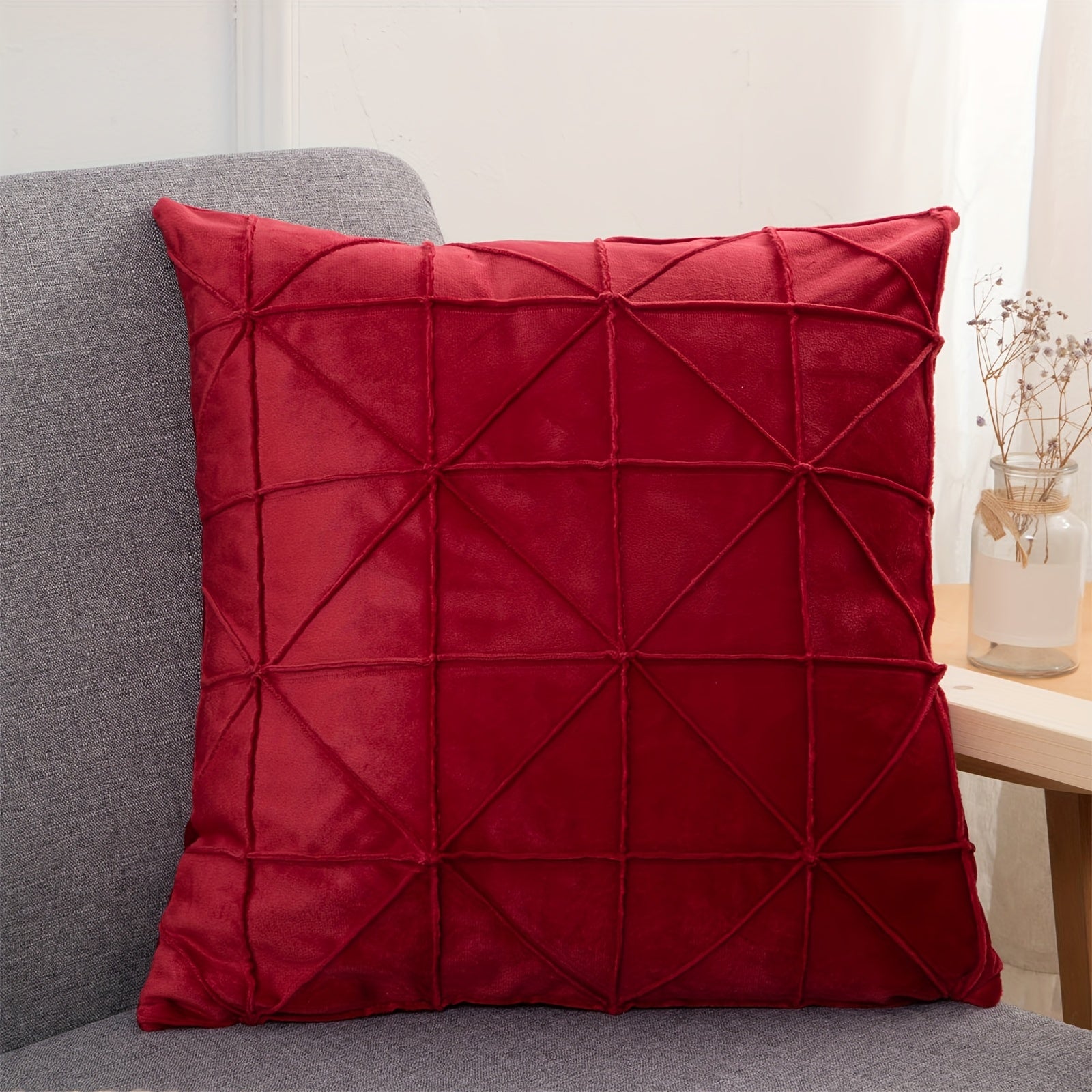 1pc Extra Large Decorative Throw Pillow - Dual-Sided Pastel (Pink/Beige/Burgundy/Teal) or Deep tones - Soft Plush Cushion for Sofa, Bed, Office - All-Season Home Decor - Polyester Pillowcase & Insert Included - Ideal Housewarming Gift, Bedroom Comfort,