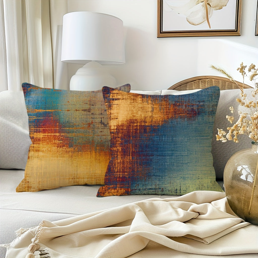 Set Of 4 Double-Sided Print Vintage Abstract Pillowcases Messy Rust Painting Decorative Pillow Covers Home Decor For Couch Sofa Living Room Bedroom