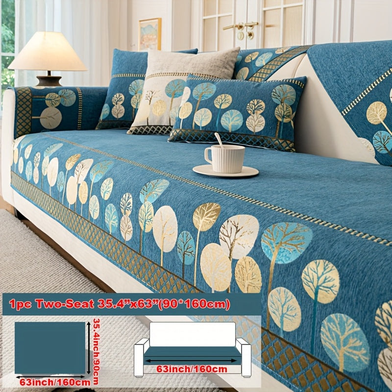 1pc Light Luxury Sofa Couch Cover Pet Favorite, Geometric Embroidery Sofa Slipcover, Four Seasons Universal Anti Slip Sofa Cover, Furniture Protection Cover, Suitable for Bedroom, Office, Living Room Decoration