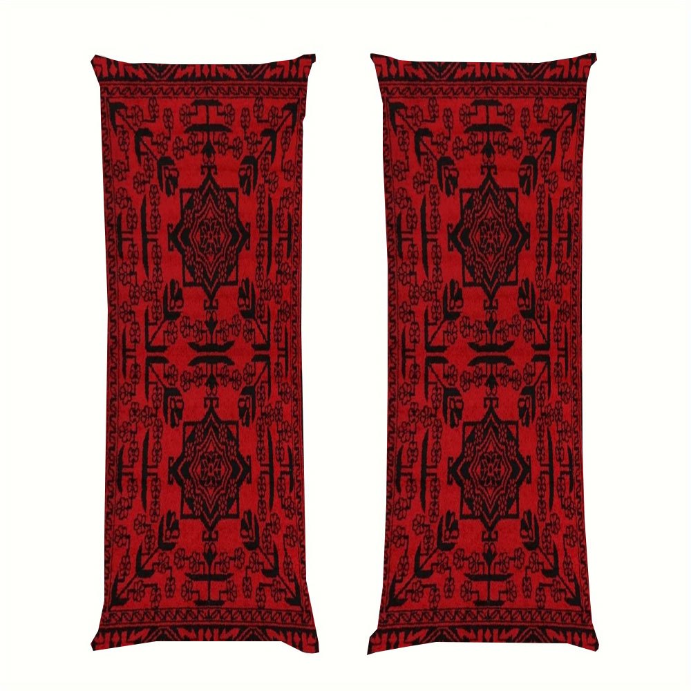 Double-Sided Printed Pillowcase, Size 50.8X137.16cm, Made of Short Plush with Red Long Body Design Featuring Afghan Silk Pattern, Suitable for Sofa, Bedroom or Outdoor Cushion, No Pillow Insert Needed DIJIULU2623