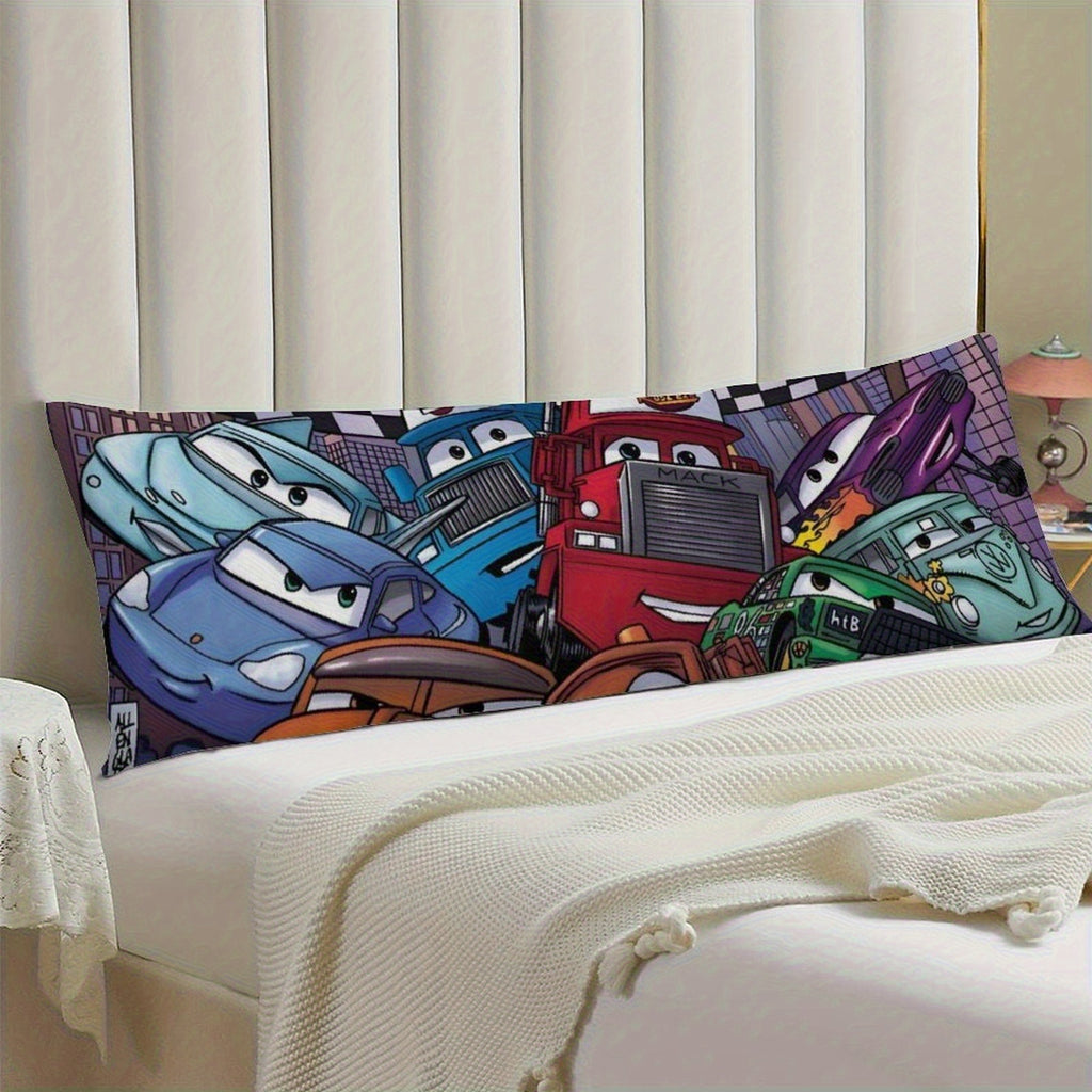 Disney Cars Lightning McQueen Plush Body Pillow Cover - Double-Sided Printed 50, 8x137, 6.3inch Soft Microfiber Bed Pillowcase with Zipper Closure, Machine Washable for Bedroom, Sofa & Couch Decor, Playful Design, Comfortable, Decorative Pillows for Bed,