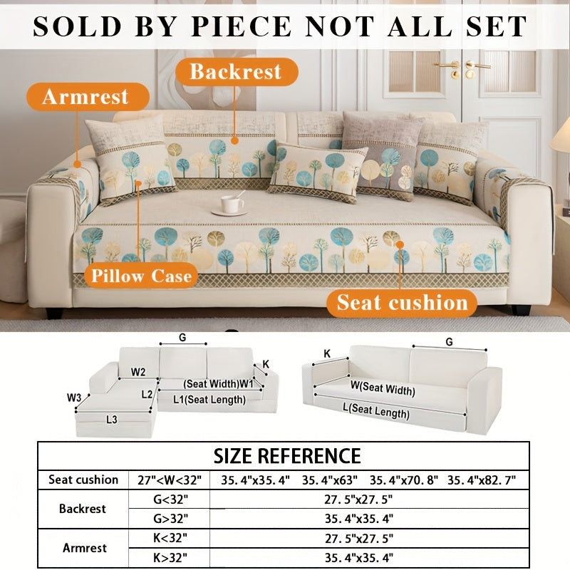 1pc Light Luxury Sofa Couch Cover Pet Favorite, Geometric Embroidery Sofa Slipcover, Four Seasons Universal Anti Slip Sofa Cover, Furniture Protection Cover, Suitable for Bedroom, Office, Living Room Decoration