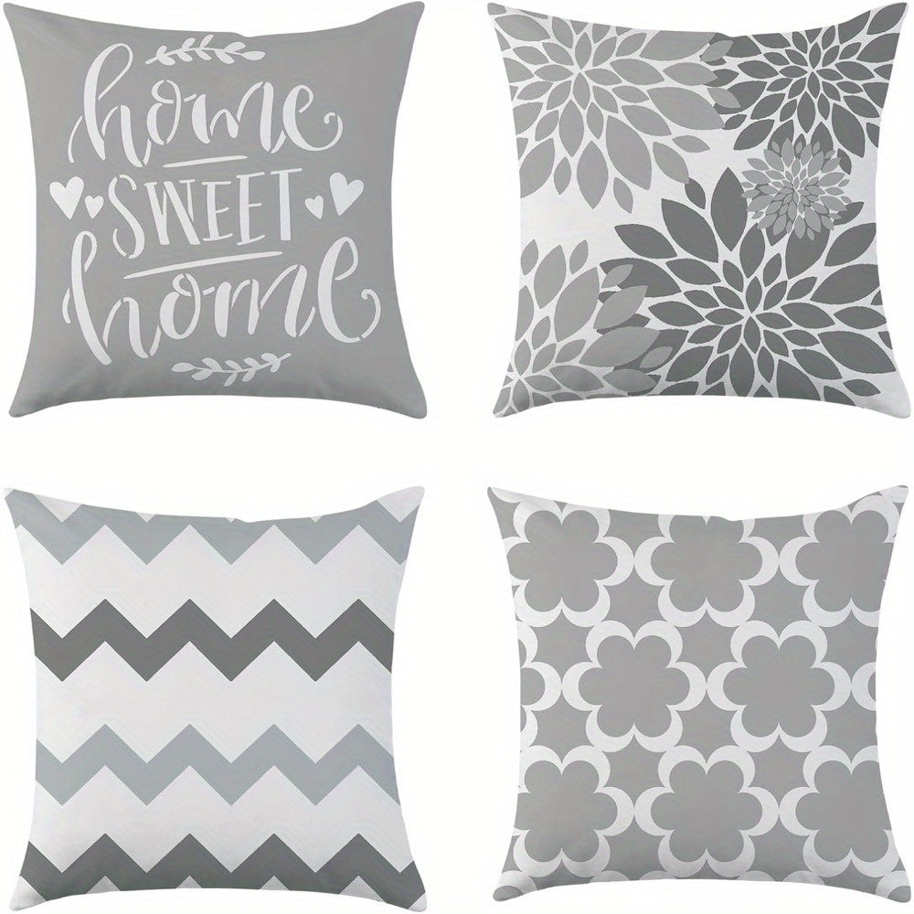 Country Style Pillow Cover Set (4pcs) Inch Brown Double Sided Printing Casual Pillow Cover, Super Soft Pillow Cover, Suitable for Sofa Recliner Bed, Car Courtyard, Polyester Material, Pillow Core Free Double Sided Printing, Sofa Decor, Home Decor, Rustic