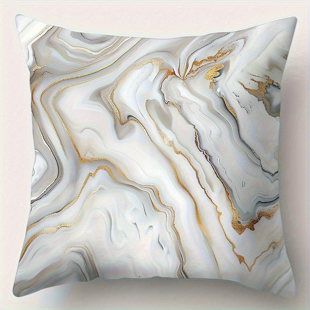 4pcs Double-Sided Printed Golden Marble Pillow Covers - Soft Plush Retro Home Decor with Zipper Closure, Machine Washable, Multiple Sizes for Living Room, Bedroom, Sofa, Decorative Pillows, Bedroom Accessories, Luxurious Design, Durable Fabric, Sofa