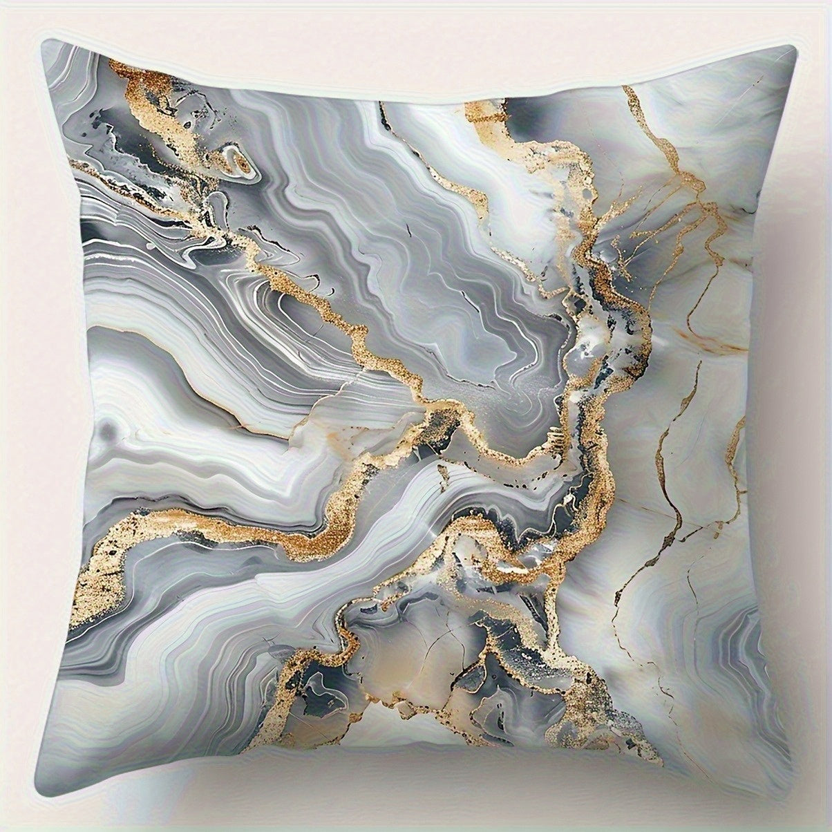 4pcs Double-Sided Printed Golden Marble Pillow Covers - Soft Plush Retro Home Decor with Zipper Closure, Machine Washable, Multiple Sizes for Living Room, Bedroom, Sofa, Decorative Pillows, Bedroom Accessories, Luxurious Design, Durable Fabric, Sofa