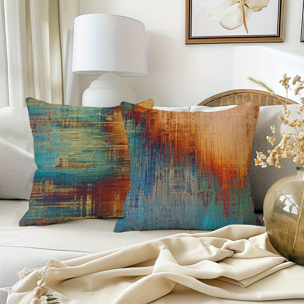 Set Of 4 Double-Sided Print Vintage Abstract Pillowcases Messy Rust Painting Decorative Pillow Covers Home Decor For Couch Sofa Living Room Bedroom