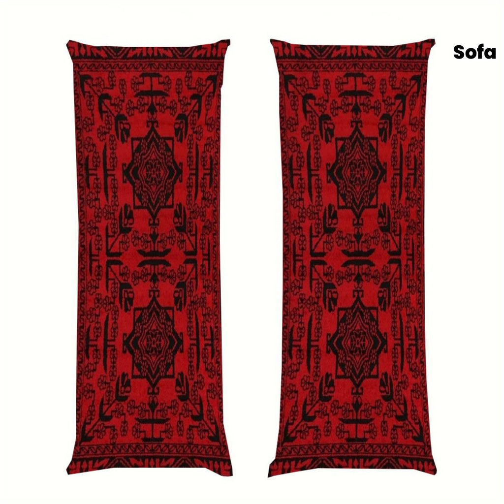 Double-Sided Printed Pillowcase, Size 50.8X137.16cm, Made of Short Plush with Red Long Body Design Featuring Afghan Silk Pattern, Suitable for Sofa, Bedroom or Outdoor Cushion, No Pillow Insert Needed DIJIULU2623