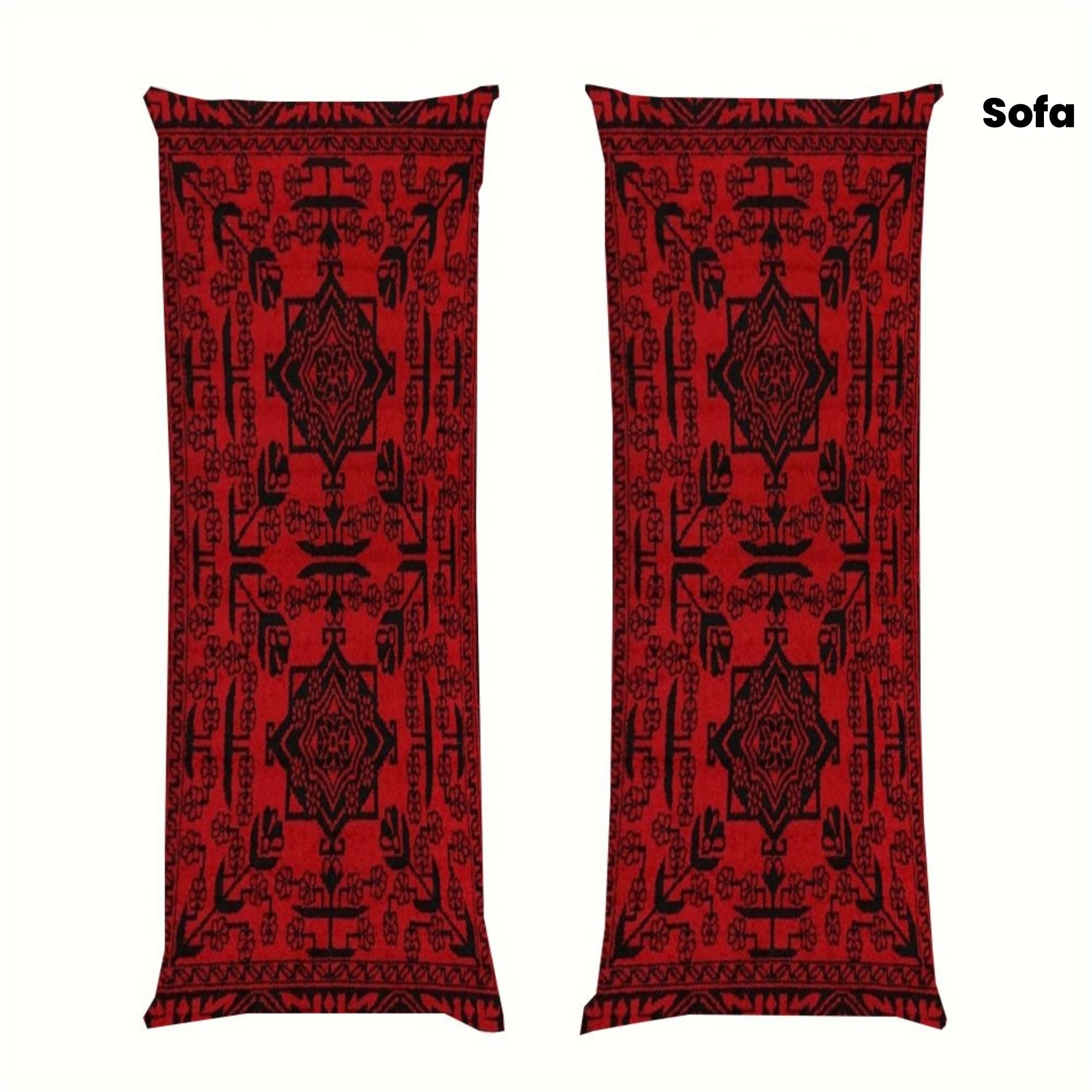 Double-Sided Printed Pillowcase, Size 50.8X137.16cm, Made of Short Plush with Red Long Body Design Featuring Afghan Silk Pattern, Suitable for Sofa, Bedroom or Outdoor Cushion, No Pillow Insert Needed DIJIULU2623