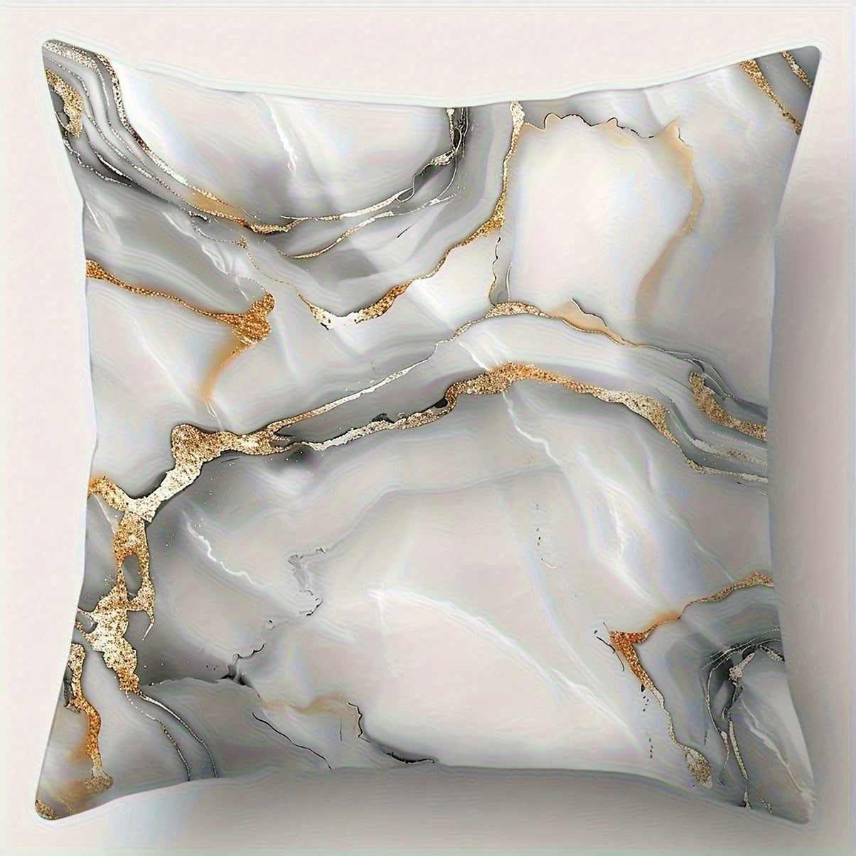 4pcs Double-Sided Printed Golden Marble Pillow Covers - Soft Plush Retro Home Decor with Zipper Closure, Machine Washable, Multiple Sizes for Living Room, Bedroom, Sofa, Decorative Pillows, Bedroom Accessories, Luxurious Design, Durable Fabric, Sofa
