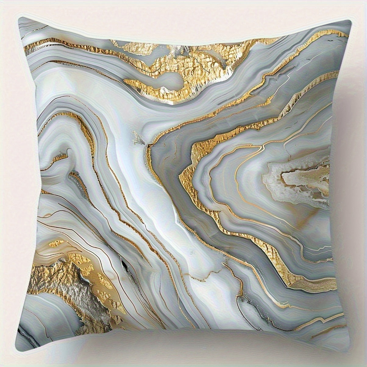 4pcs Double-Sided Printed Golden Marble Pillow Covers - Soft Plush Retro Home Decor with Zipper Closure, Machine Washable, Multiple Sizes for Living Room, Bedroom, Sofa, Decorative Pillows, Bedroom Accessories, Luxurious Design, Durable Fabric, Sofa