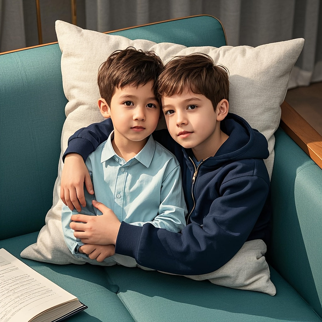 1pc Custom Photo Pillow Cover - Double-Sided Personalized Print, Contemporary Style, Zipper Closure, Machine Washable, Multiple Sizes for Bedroom & Living Room Decor, Family Portrait Gift (No Insert Included), Decorative Pillow Covers, Personalized Decor