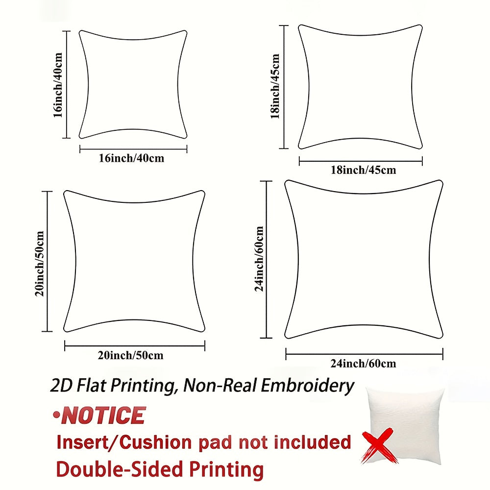 2D Flat Printing, 4pcs Teal Blossoms Throw Pillow Covers, Double-Sided Design, Polyester, Non-Real Embroidery, Zipper, Machine Washable, Contemporary Style for Sofa, Bedroom, Car, Office Decor - Inserts Not Included, Pillow for Living Room, Beautiful