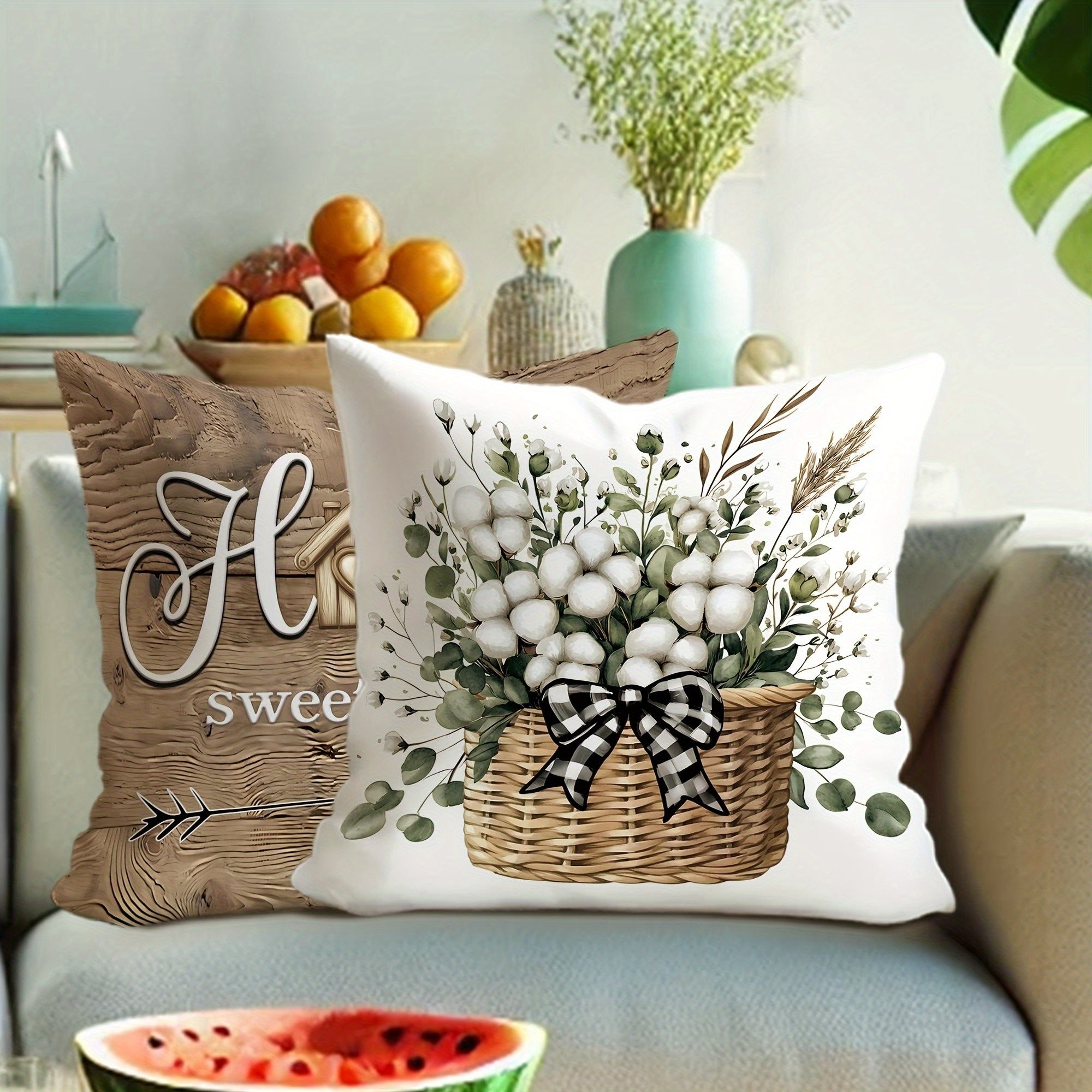 4pcs Rustic Farmhouse Pillow Covers - Double-Sided Printed Soft Plush with Zipper Closure, Machine Washable, Multiple Sizes for Living Room, Bedroom, Sofa Decor, Decorative Pillows, Cozy Home Styling, Geometric Pattern, Durable Fabric, Accent Cushions,