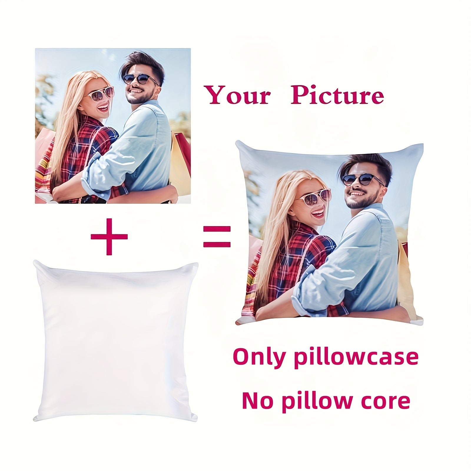 1pc Custom Photo Pillow Cover - Double-Sided Personalized Print, Contemporary Style, Zipper Closure, Machine Washable, Multiple Sizes for Bedroom & Living Room Decor, Family Portrait Gift (No Insert Included), Decorative Pillow Covers, Personalized Decor
