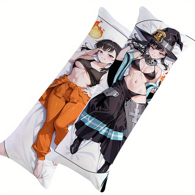 [1pc Witch Anime Pillow] 1pc Soft Polyester Anime Pillow Cover, High-Definition Double-Sided Witch-Inspired Style, 59x19.6 Inches | Ideal for Car, Bedroom, Sofa, Bedding, Living Room Decor, Halloween