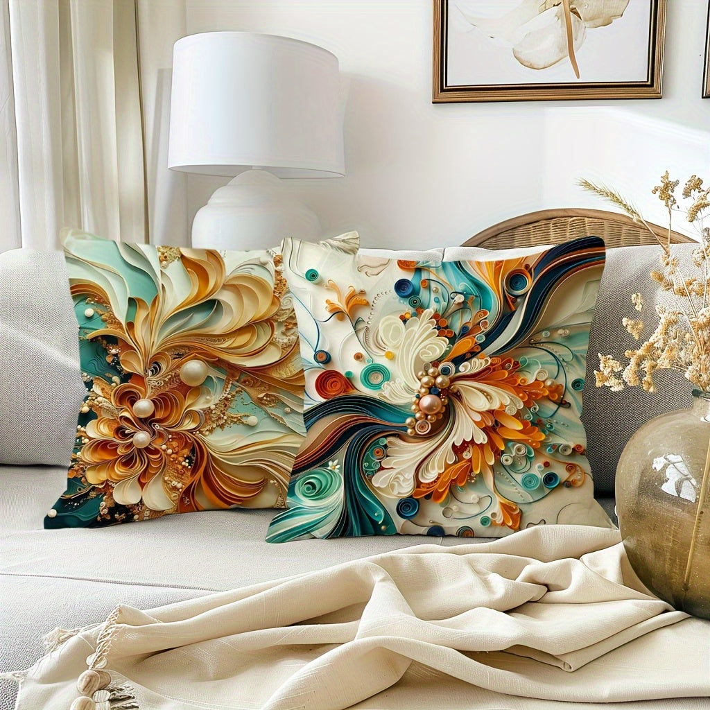 4pcsSet Short Plush Whimsical Pattern Pillowcase Double-Sided Printed Peacock Feather Cushion Cover Classic Art Home Decor Pillowcase Suitable for Cottage, Living Room, Bedroom, Sofa, Porch, Patio, Outdoor Pillow Insert No14x14 16x16 18x18 20x20inch
