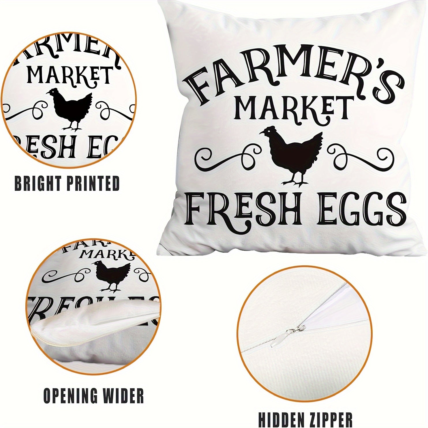 Four Black And White Farmhouse Style Pillowcase Set, Soft Pillowcases, Double-Sided Print, Size 18Inchx18Inch Inch, Suitable for Home Decoration, Living Room, Sofa, Car And Bedroom, Outdoor Courtyard Alan Artificial Gemstone.