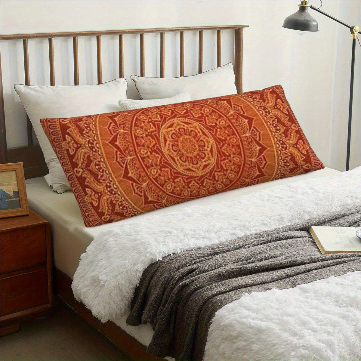 1pc Antique Mandala Spice Pillow Cover, 20x54 Inch - Double-Sided Print, Soft Polyester Fabric, Zipper Closure, Machine Washable - Ideal for Sofa, Living Room, Bedroom Decor, Bedroom Decor|Mandala Pattern|Zippered Pillowcase, Decorative Pillows