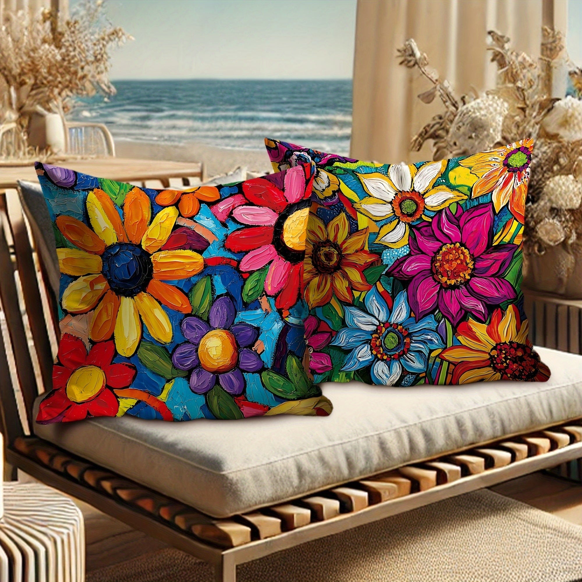 4pcs Double-Sided Printed Retro Floral Pillow Covers - Soft Short Plush with Zipper Closure, Machine Washable, Multiple Sizes for Living Room, Bedroom, Sofa Decor, Bedroom Accessories, Vibrant Home Accents, Durable Fabric Covers, 2D Flat
