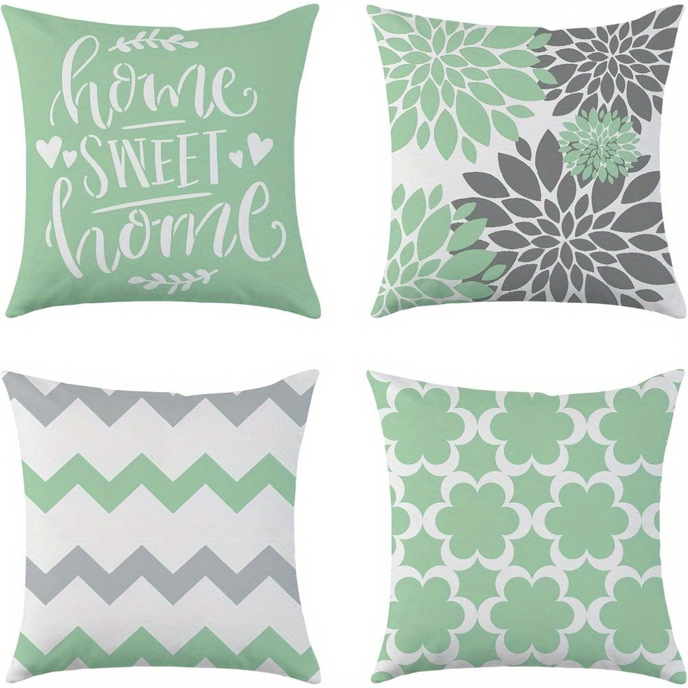Country Style Pillow Cover Set (4pcs) Inch Brown Double Sided Printing Casual Pillow Cover, Super Soft Pillow Cover, Suitable for Sofa Recliner Bed, Car Courtyard, Polyester Material, Pillow Core Free Double Sided Printing, Sofa Decor, Home Decor, Rustic