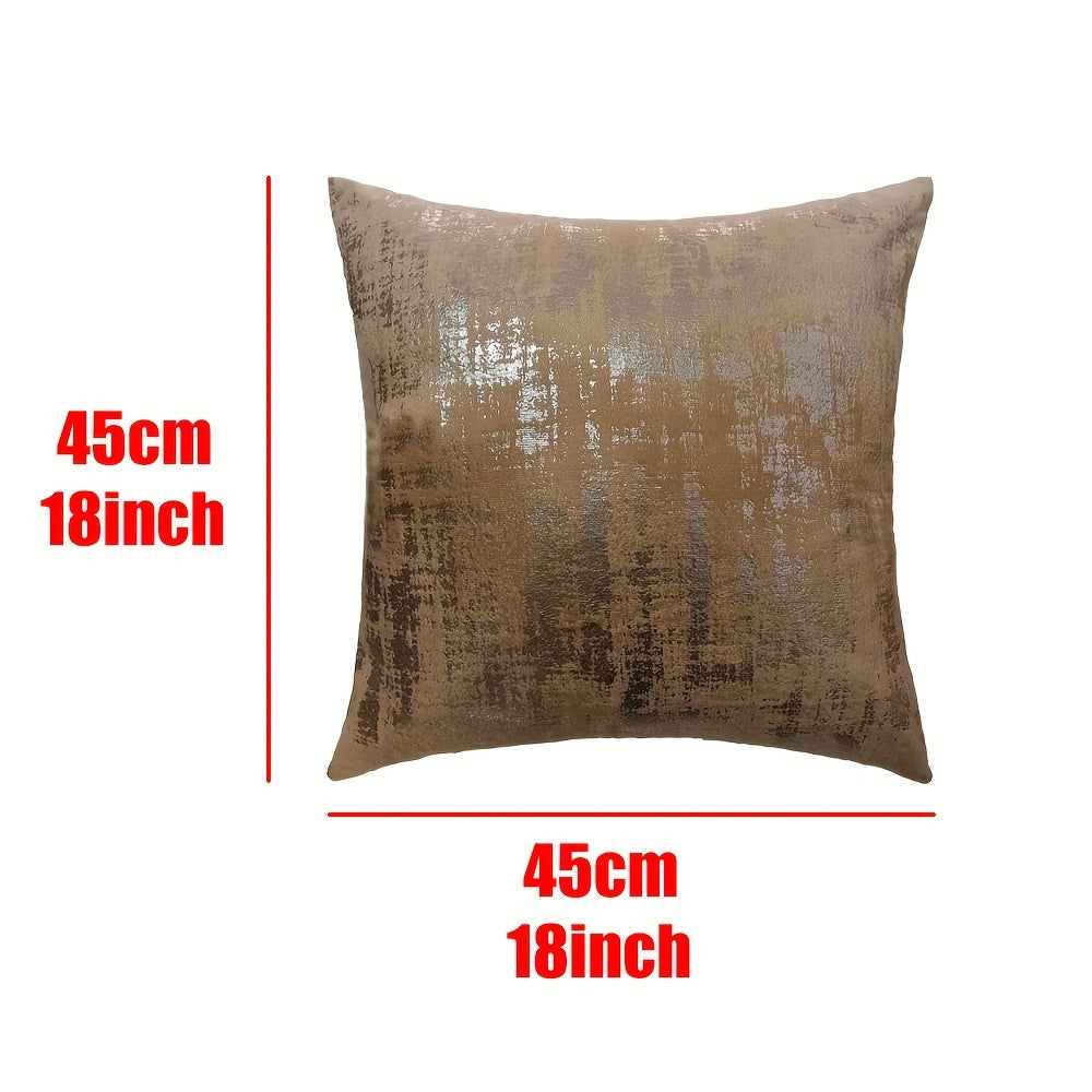 4pcs Elegant Golden Foil Print Pillow Covers, 18x18 Inch - Double-Sided Shiny Finish, Zipper Closure, Machine Washable Polyester for Living Room, Bedroom, Sofa & Car Decor (Covers Only), Decorative Pillows