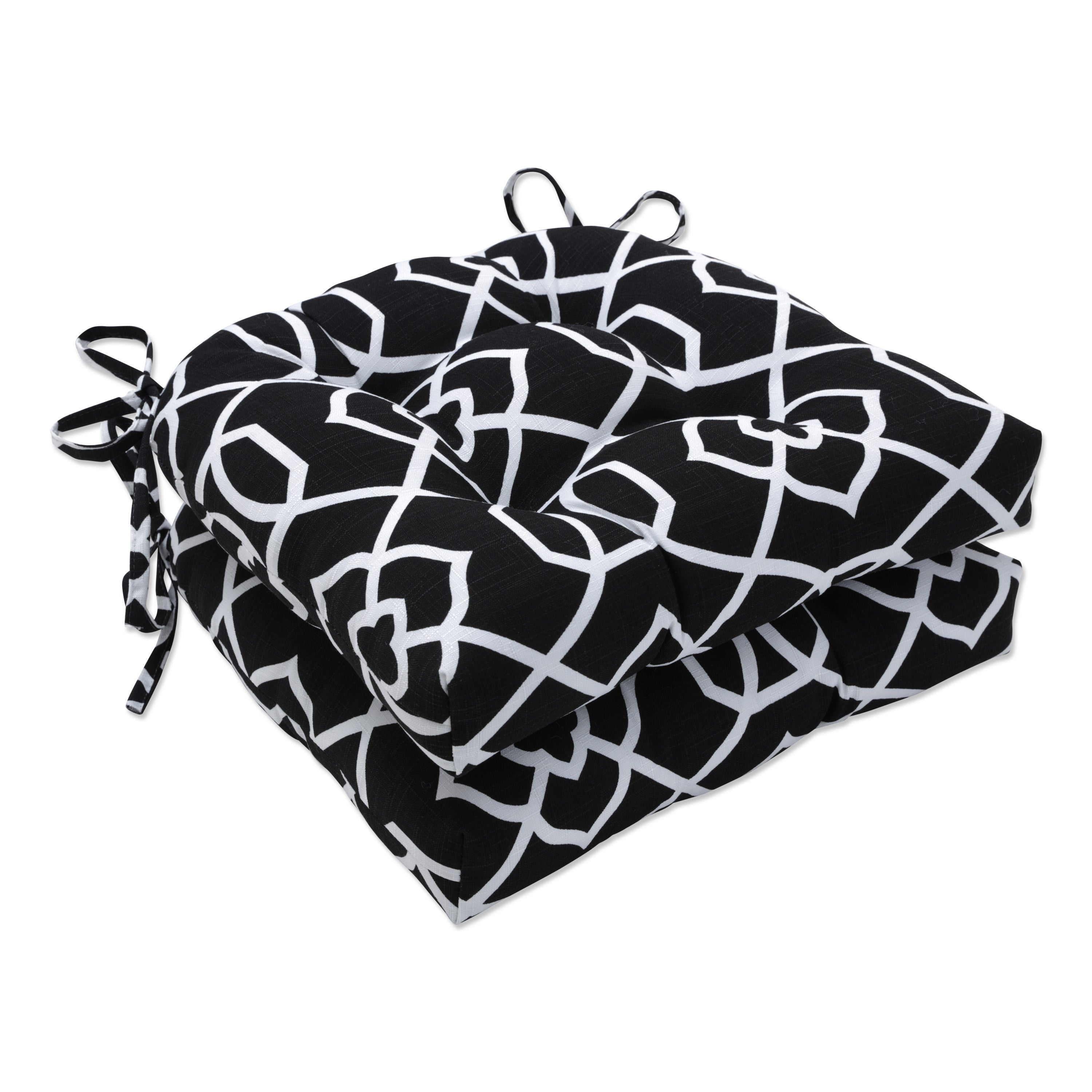 Kirkland Black Outdoor Deluxe Tufted Chairpad (Set Of 2)